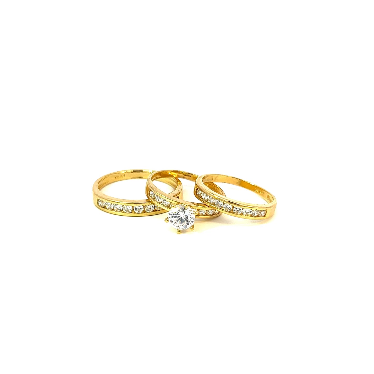 Yellow Gold Trio Engagement Ring (CZ) 7.4GR 14K 7W 9M"