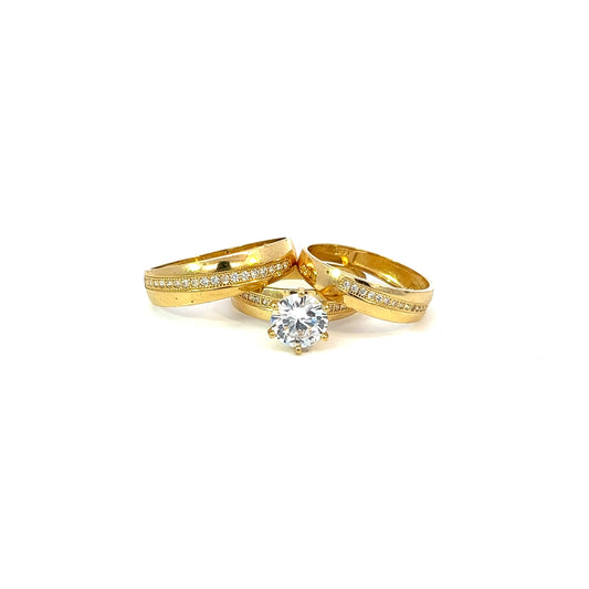 Yellow Gold Trio Engagement Ring (CZ) 7.5GR 14K 7W 9M"