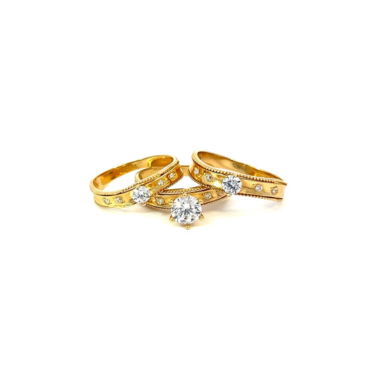 Yellow Gold Trio Engagement Ring (CZ) 8.2GR 14K 9W 10M"