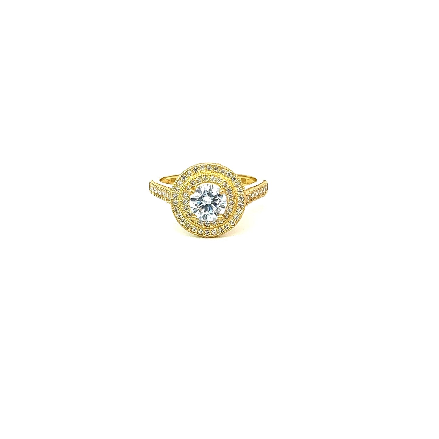 Anillo de compromiso de oro amarillo con circonitas cúbicas de 3,4 gr y 14 quilates de 7"