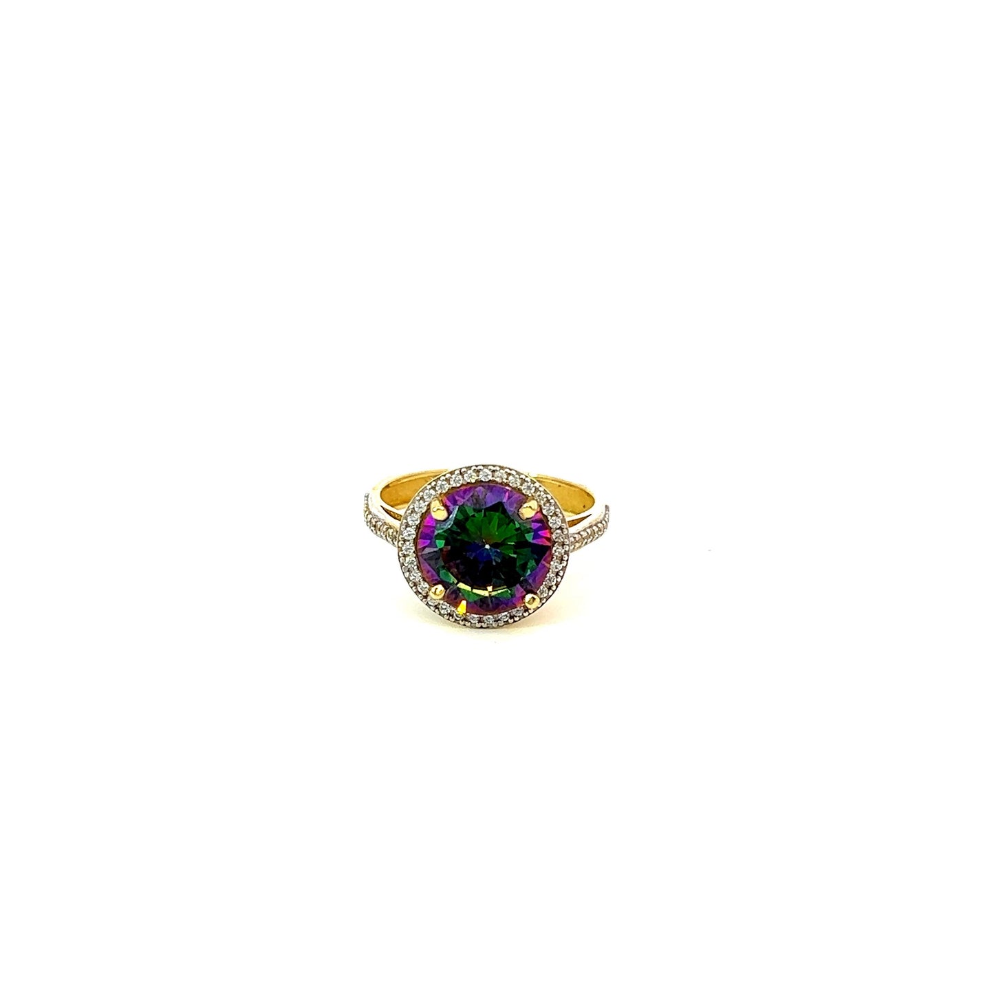 Yellow Gold Lithum Stone Ring (CZ) 3.7GR 14K 7"