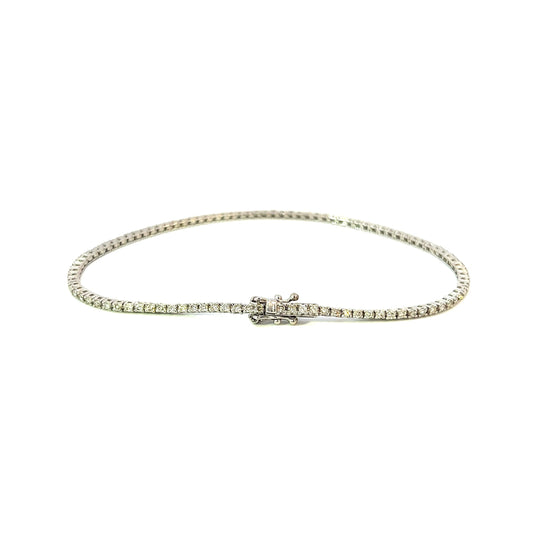 Pulsera de tenis de oro blanco de 1 ct, 4,5 gr, 1,5 mm, 14 quilates, 7"