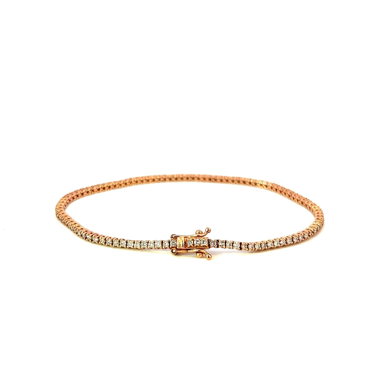 Pulsera de tenis de oro rosa de 2,46 quilates, 6,5 gr, 2,3 mm, 14 quilates, 7"