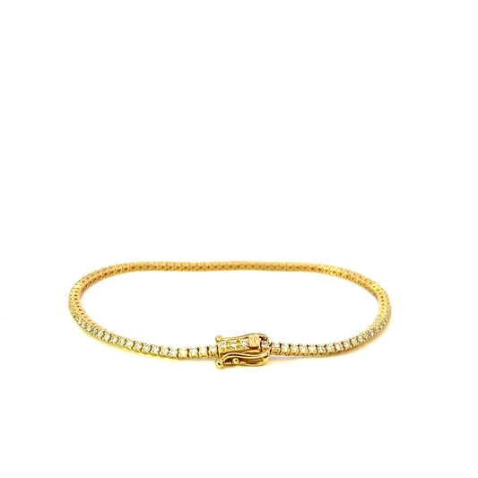 Pulsera de tenis de oro amarillo de 2,6 quilates, 6,3 gr, 2,3 mm, 14 quilates, 7"