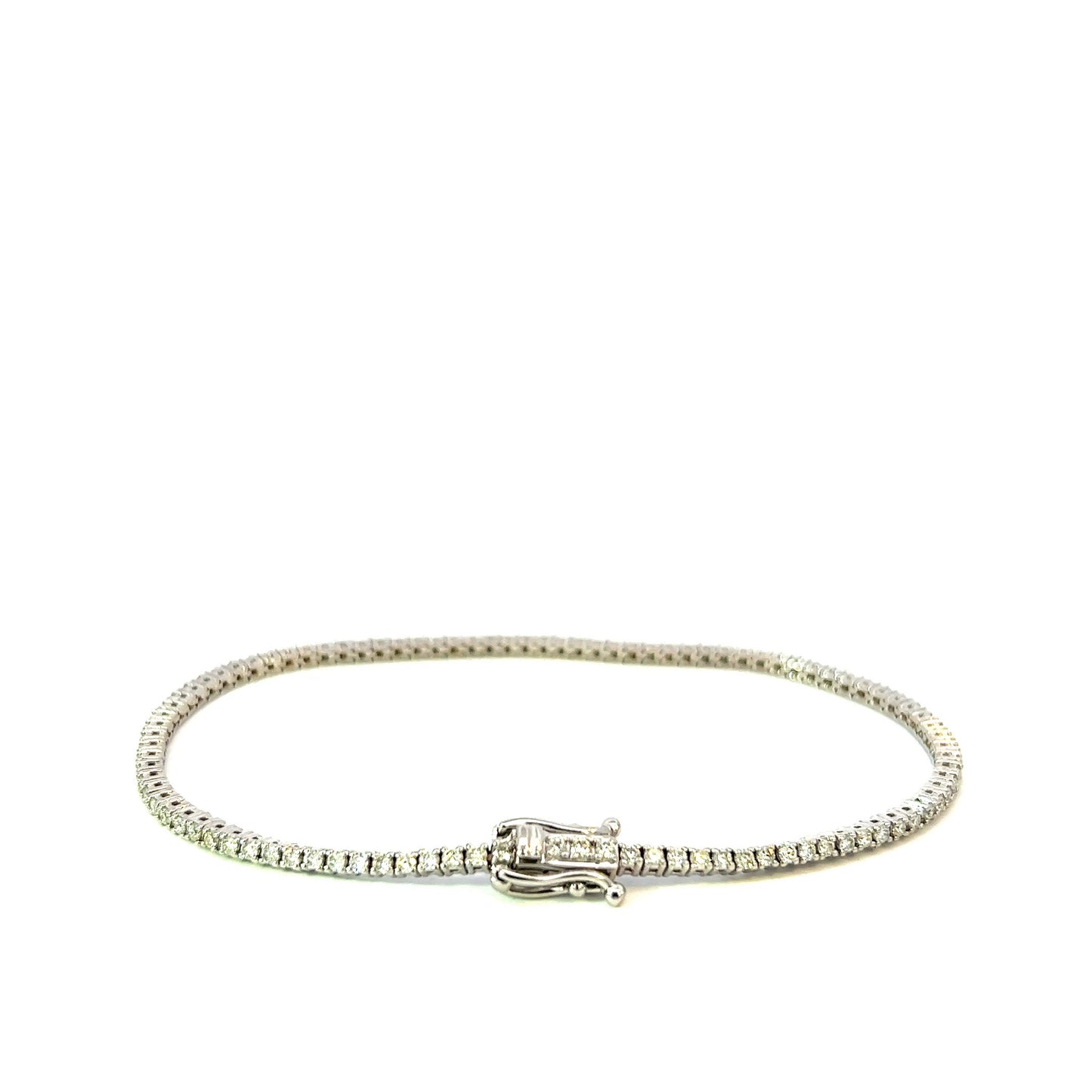 Pulsera de tenis de oro blanco de 2,46 quilates, 6,3 gr, 2,2 mm, 14 quilates, 7"