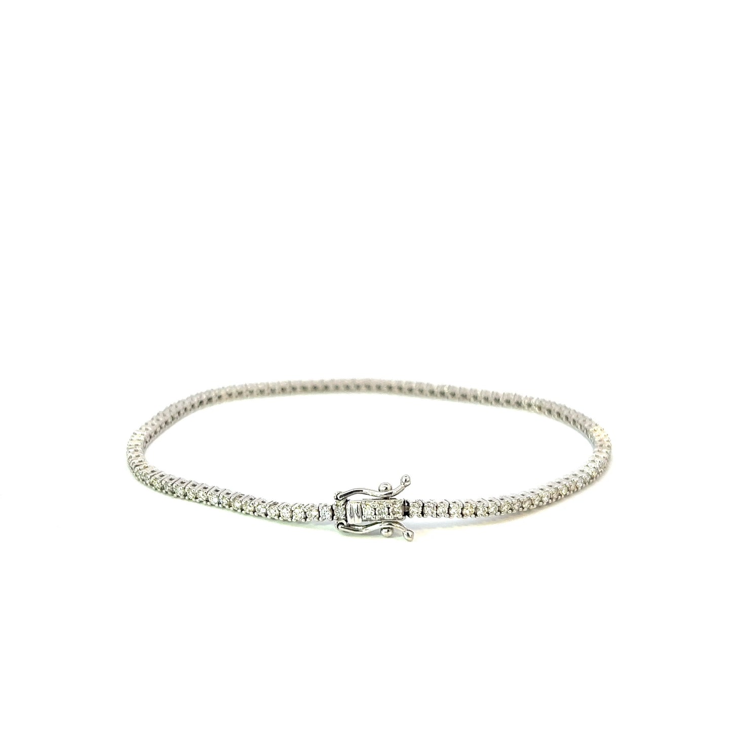 Pulsera de tenis de oro blanco de 2,1 CT, 7 GR, 2,2 MM, 14 K, 7"