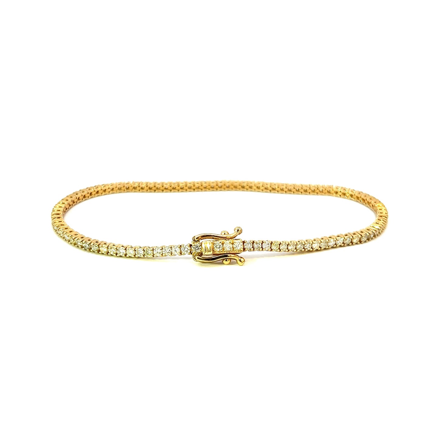 Pulsera de tenis de oro amarillo de 2,6 quilates, 6,2 gr, 2,3 mm, 14 quilates, 7"