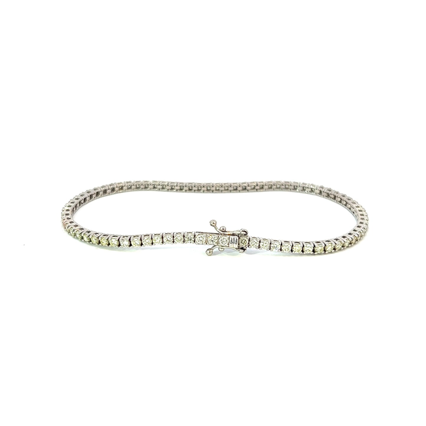 Pulsera de tenis de oro blanco de 2,6 quilates, 6,3 gr, 2,3 mm, 14 quilates, 7"