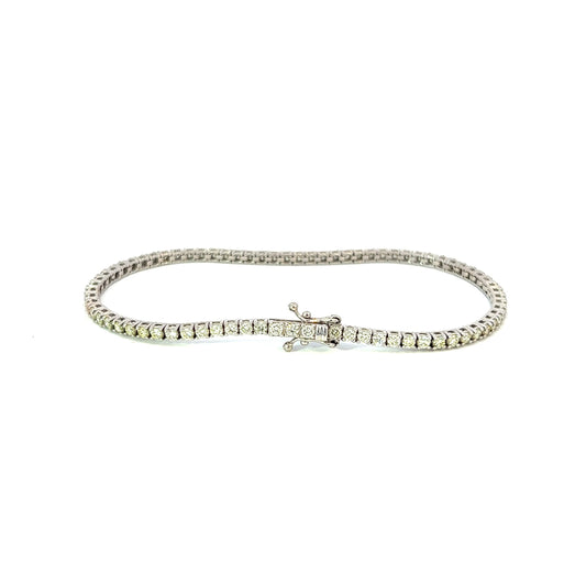 Pulsera de tenis de oro blanco de 2,6 quilates, 6,3 gr, 2,3 mm, 14 quilates, 7"