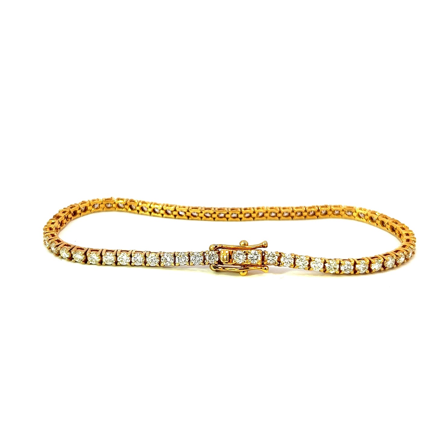 Yellow Gold Tennis Bracelet 4.5CT 9.8GR 3MM 14K 7.5"