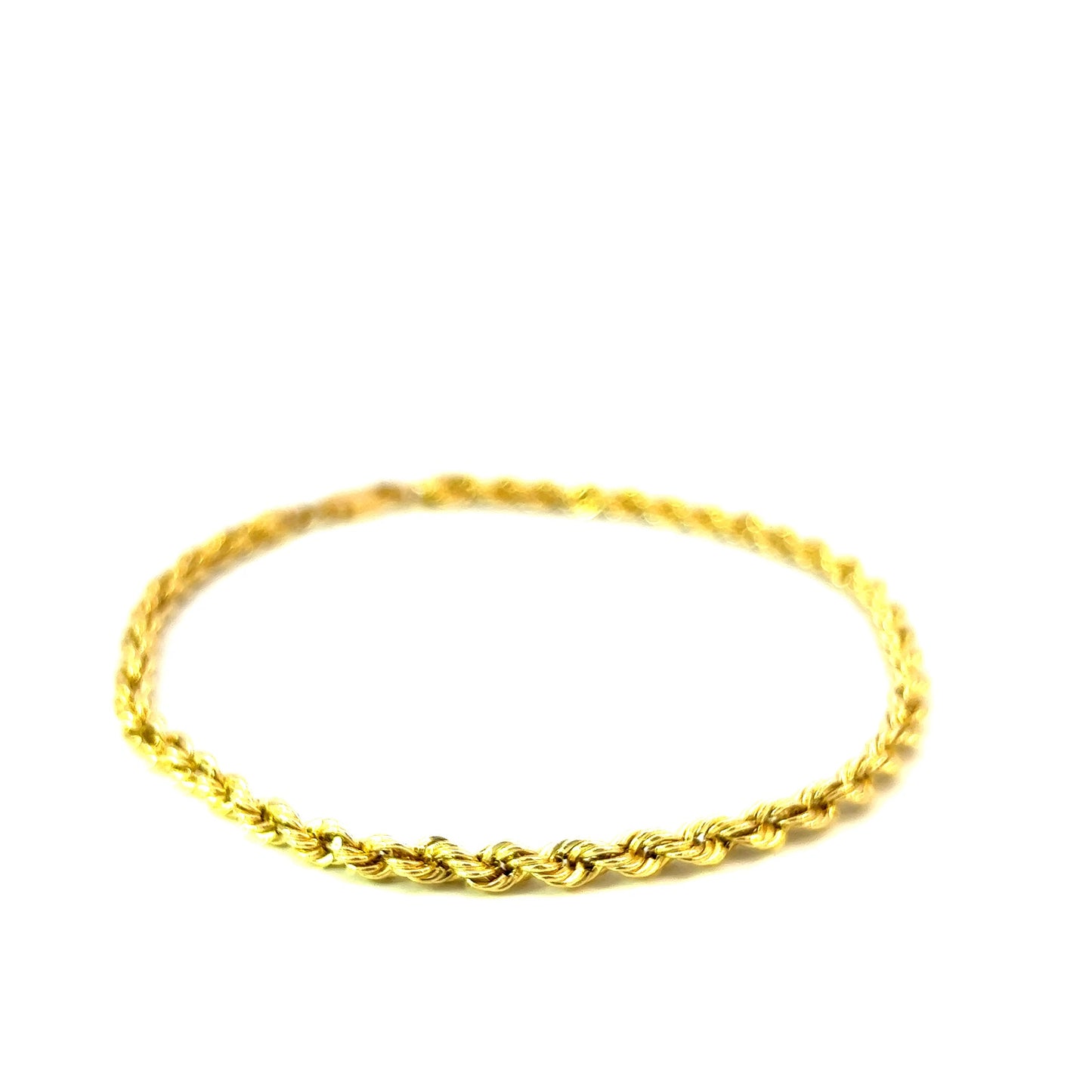 Pulsera de cuerda hueca de oro amarillo de 3,2 gr y 4 mm de 14 quilates de 8"