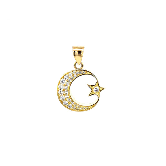 PENDANT LUNA ESTRELLA PUNTO CZ 3.4GR 14K