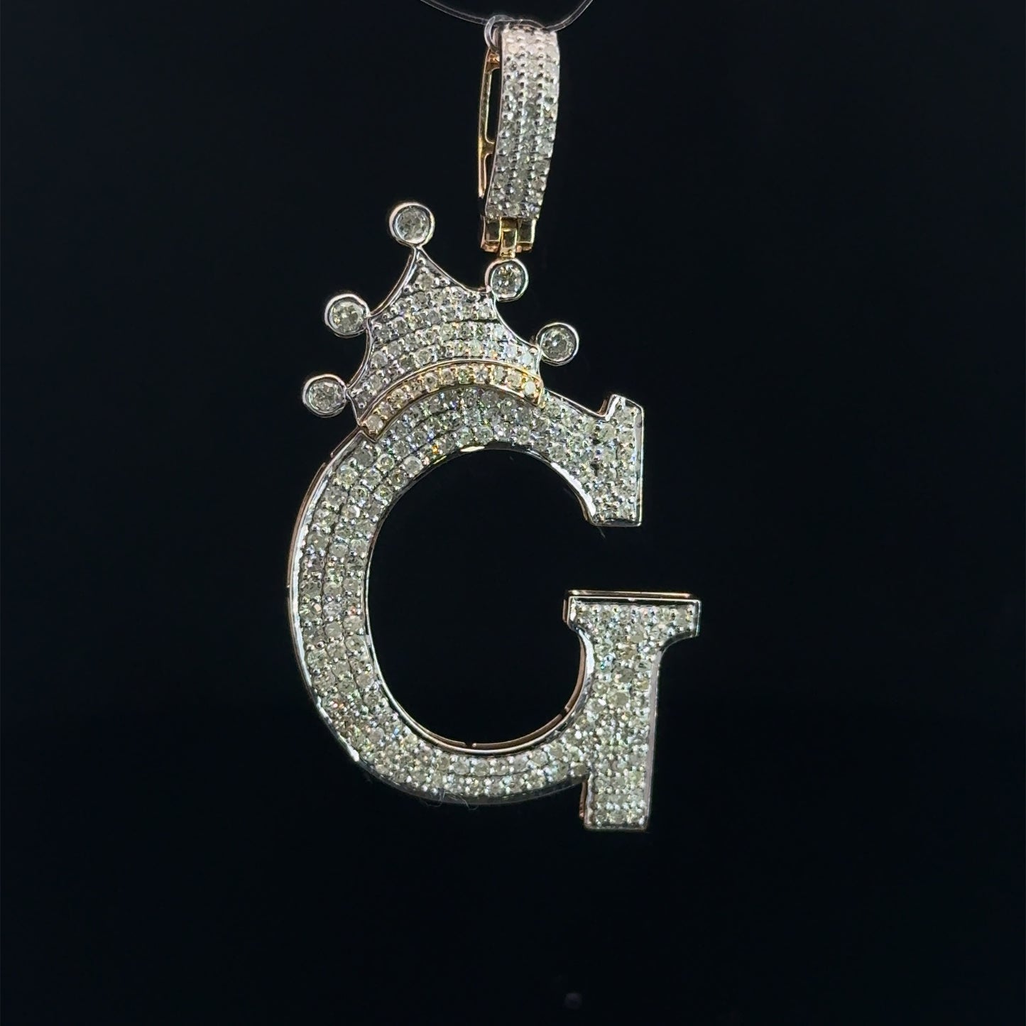 PENDANT LETRA G CON CORONA DIAMANTES 4GR 1.02CT 14K (SLNPD 0172-G)