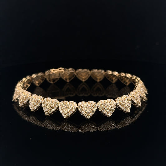 BRAZALETE CORAZONES COMPLETO CZ 10.6GR 7"