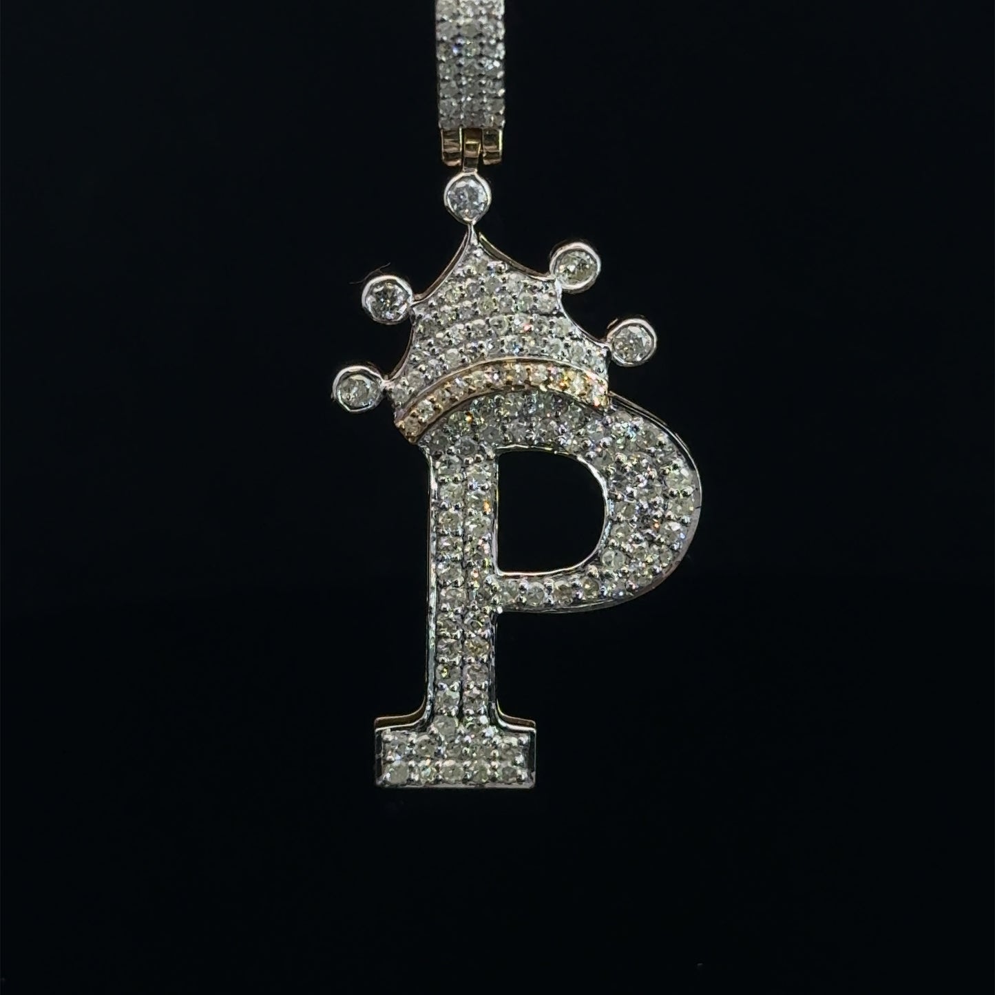 PENDANT LETRA P CON CORONA DIAMANTES 2.8GR 0.79CT 14K (SLNPD 0172-P)